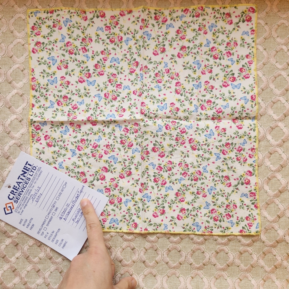 Eddy Misc. Placemat, Napkin and Pocket Square Samples in Yellow Floral - Picture 9 of 12